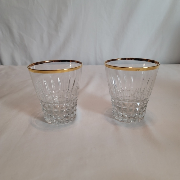 Vintage Luminarc 13 oz. Glass Tumblers W/Gold Trim-Celeste Pattern Set Of Two - Picture 1 of 3